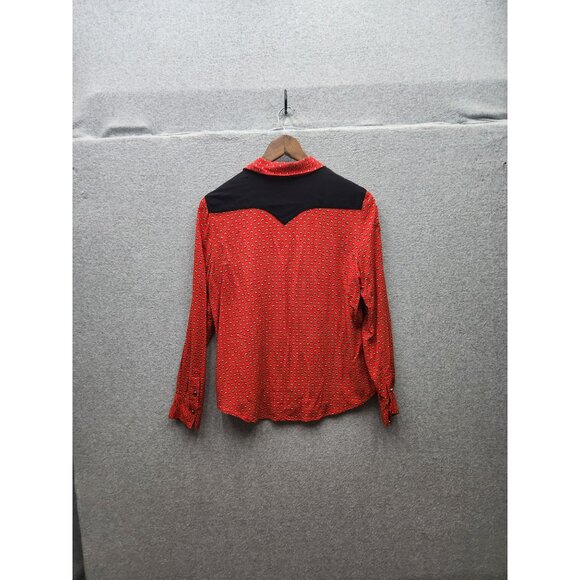 Two By Vince Camuto Womens Size S Red & Black Western Style Button-Up Shirt - Picture 4 of 4
